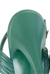 Yves Saint Laurent Green Strappy Slingback Sandals