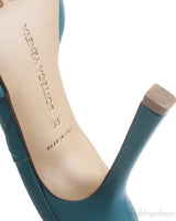 Bottega Veneta Blue Green Rubber Lido Mules 38