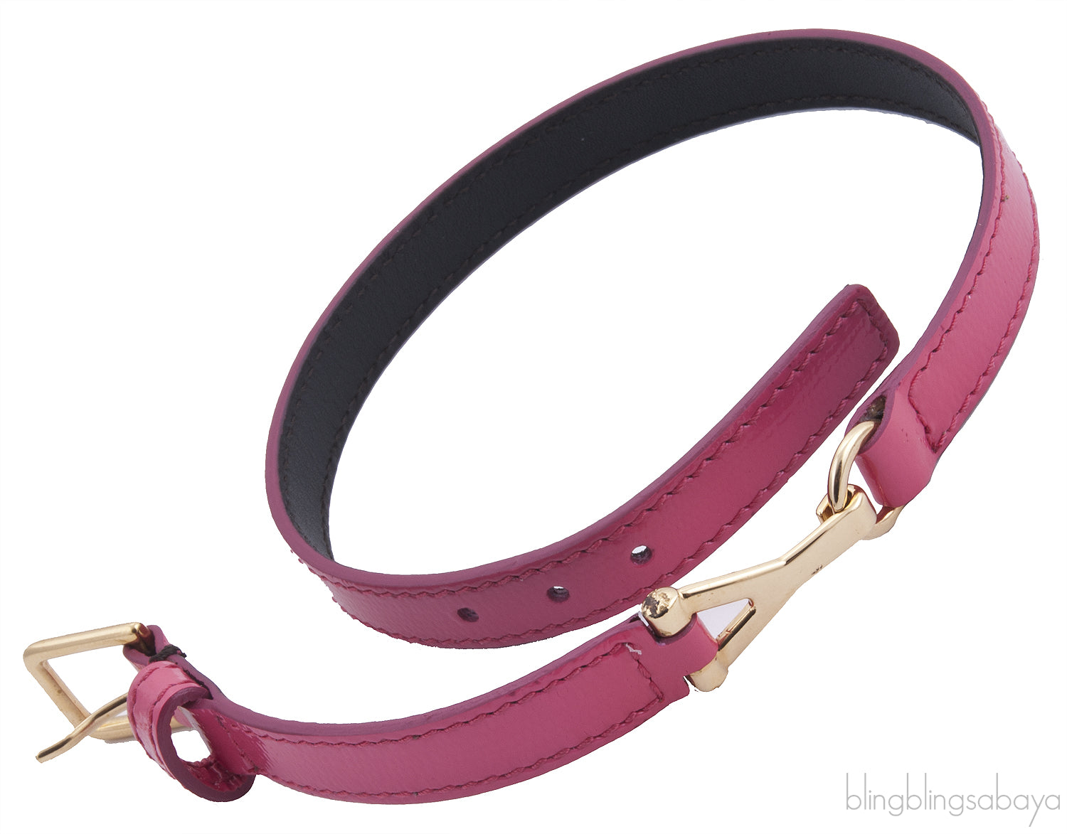 Double Tour Y Pink Leather Bracelet
