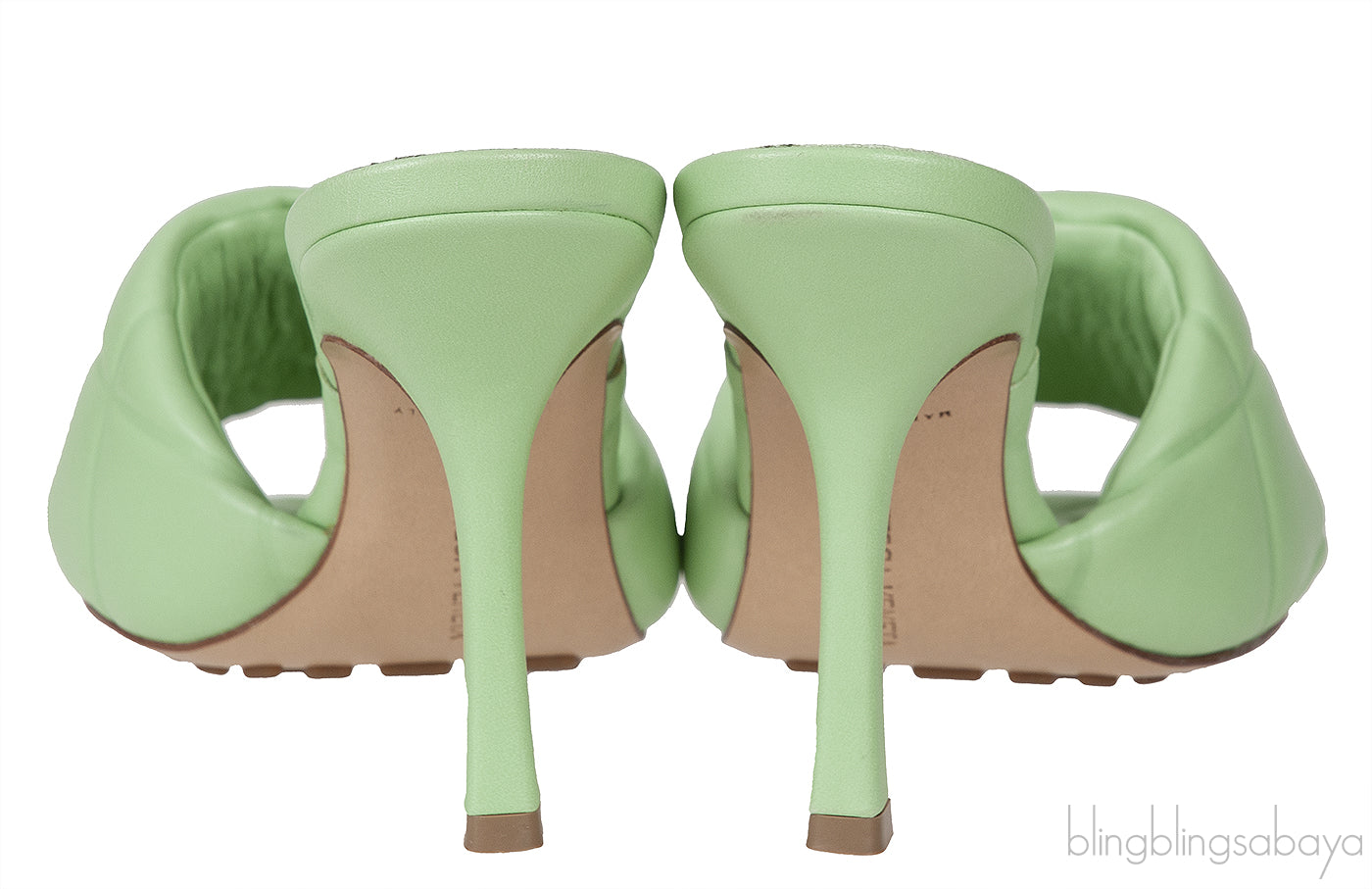 Mint Green Nappa Quilted Lido Mule Sandals