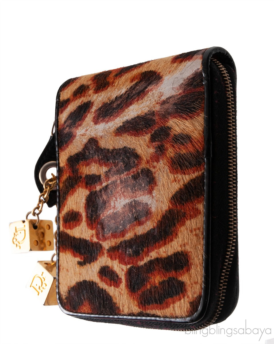 Dior Vintage Leopard Ponyhair Gambler Wallet