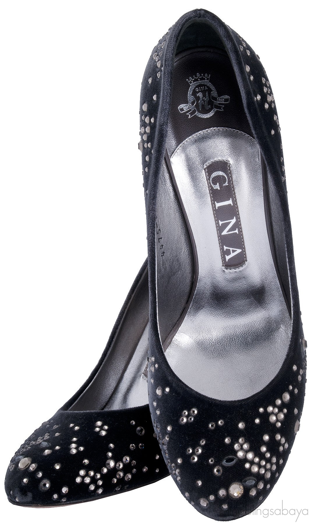 Crystal Embellished Velvet Heels