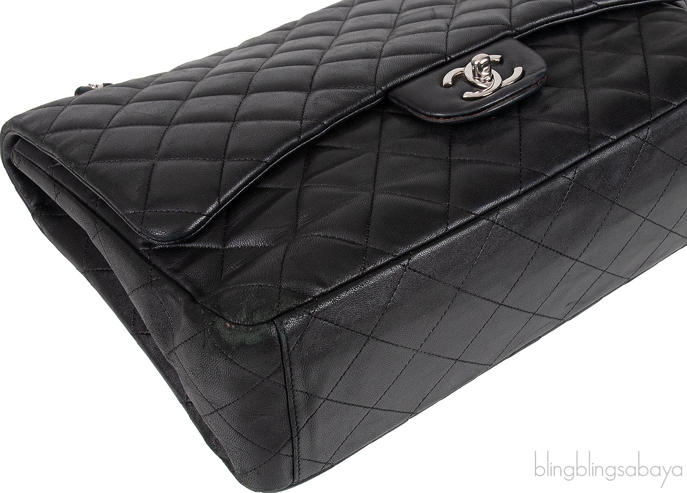 Black Quilted Classic Maxi Flap Bag