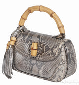 Gucci Silver Python Bamboo Handle Bag