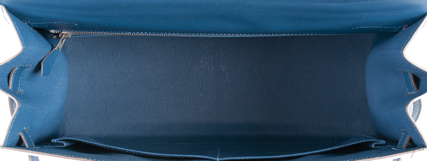 Kelly 35 Flag Blue Thalassa & White Epsom Sellier PHW