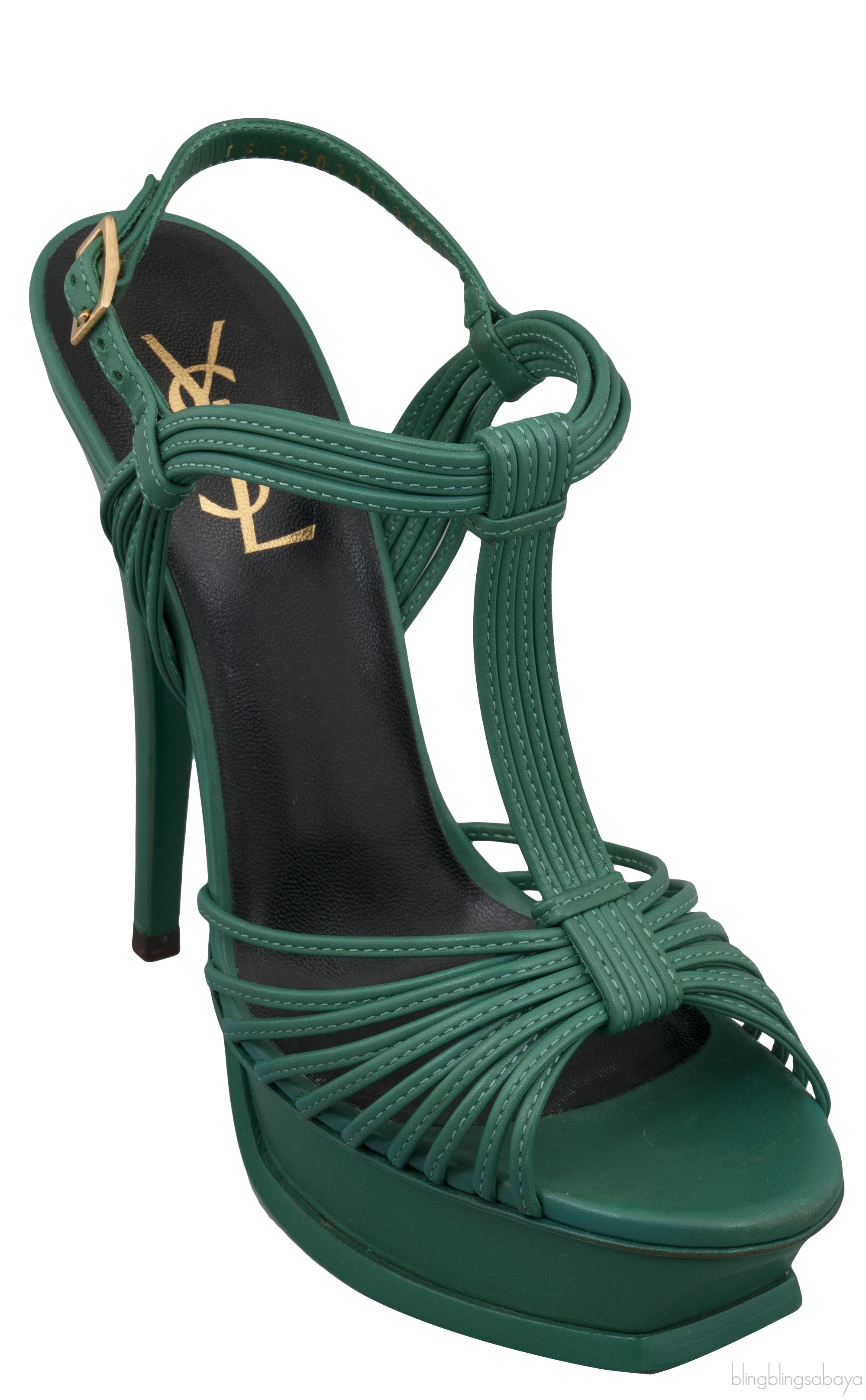 Green T Strap Slingback Heels