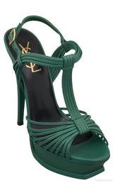 Green T Strap Slingback Heels
