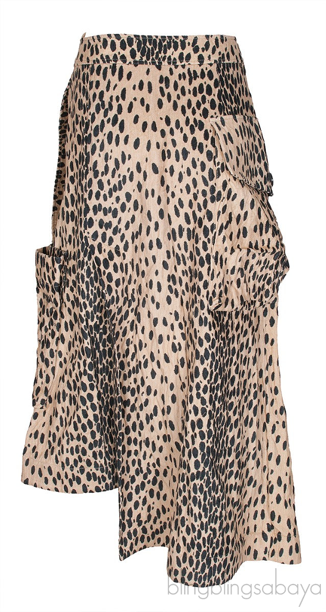 Leopard Print Asymmetric Midi Skirt
