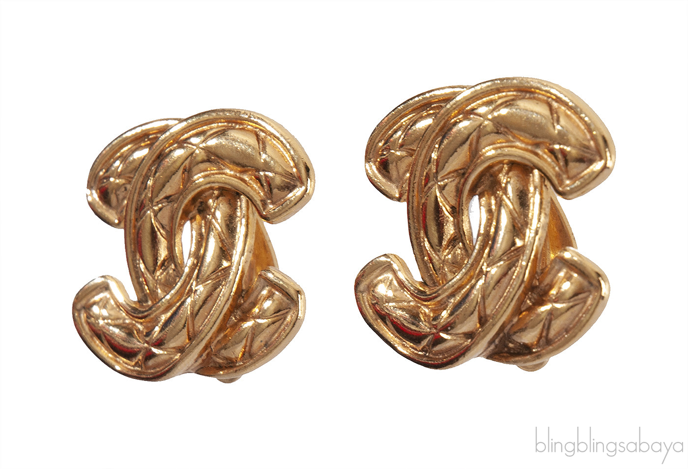 Vintage CC Diamond Quilted Clip Earrings