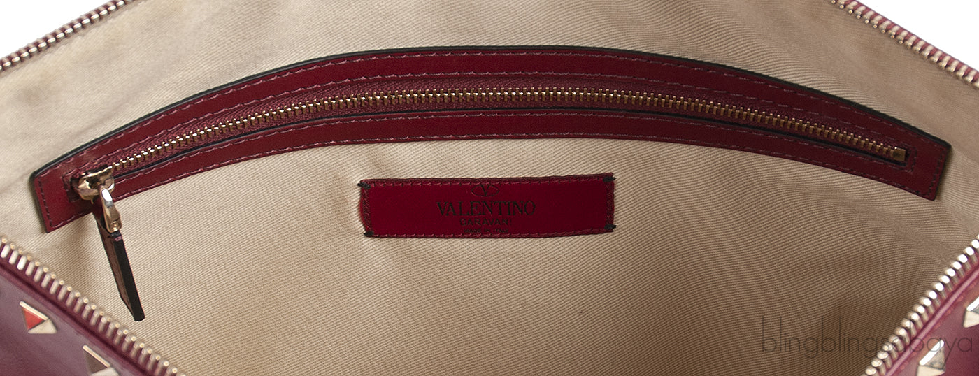 Dark Red Rockstud Large Clutch