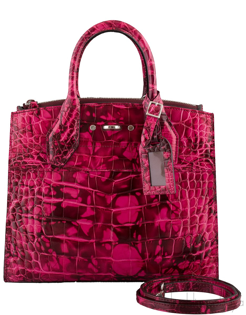 City Steamer Pink Crocodile Bag PM