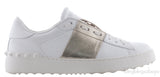 White and Gold Stripe Trainer Sneakers