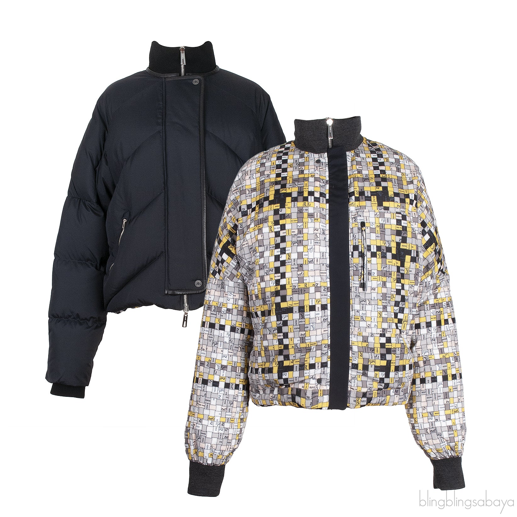 Hermes Reversible Black and Printed Bomber Jacket