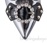 Patent Grey Crystal Slide Mule
