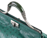Green Ostrich Jade Handle Bag