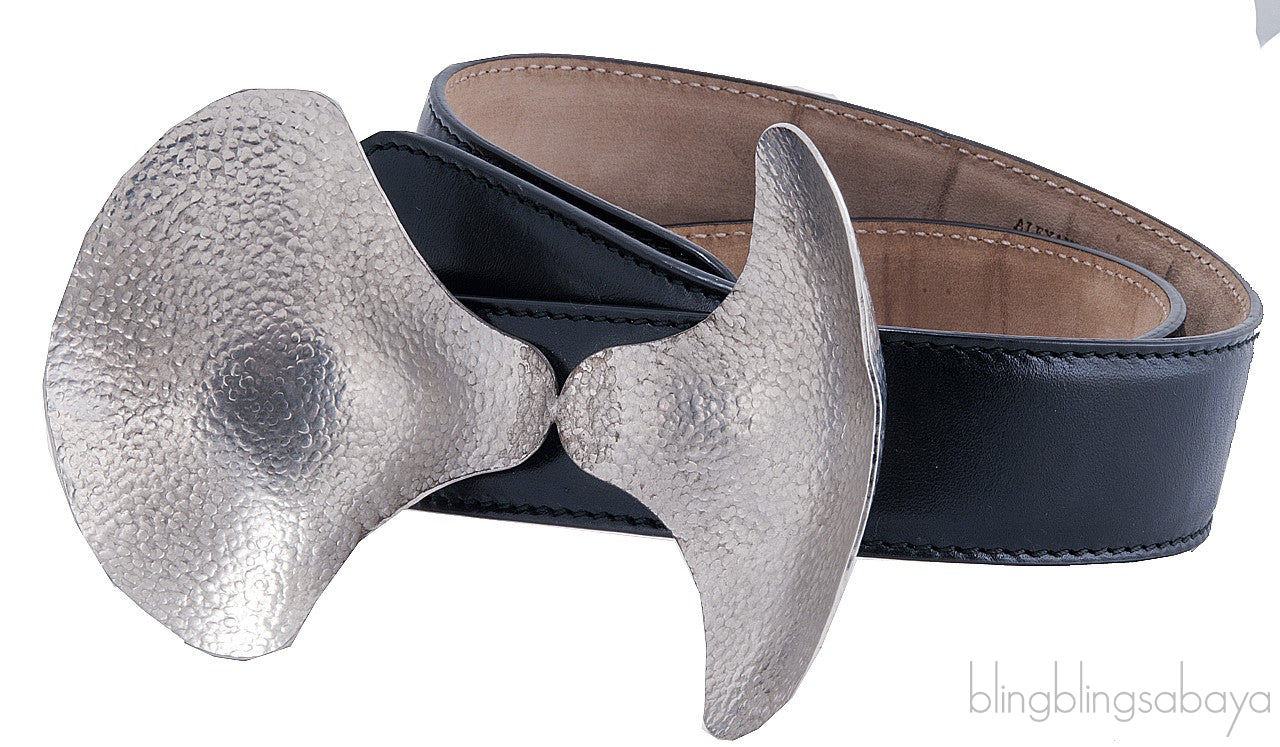 Black Sculptural Metal Bow Belt