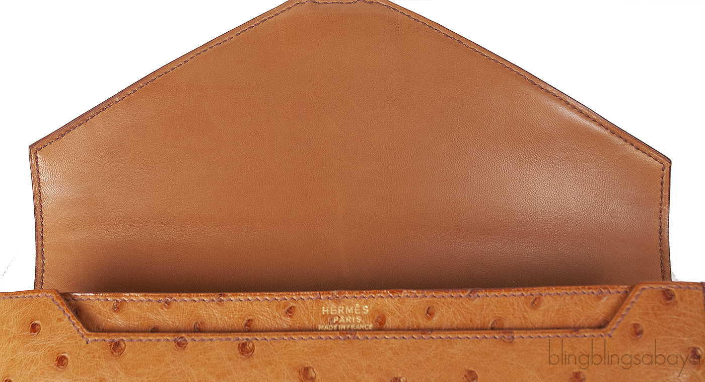Hermes Vintage Medor Gold Ostrich Clutch