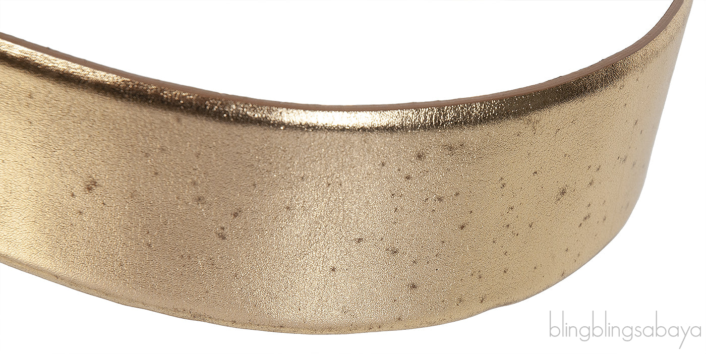 Oscar Dela Renta Metallic Gold Double Hinge Belt