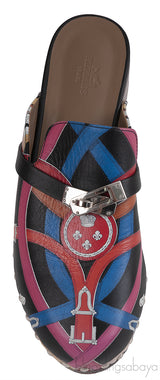 Hermes Carlota Multicolor Printed Cavalcadour Mules