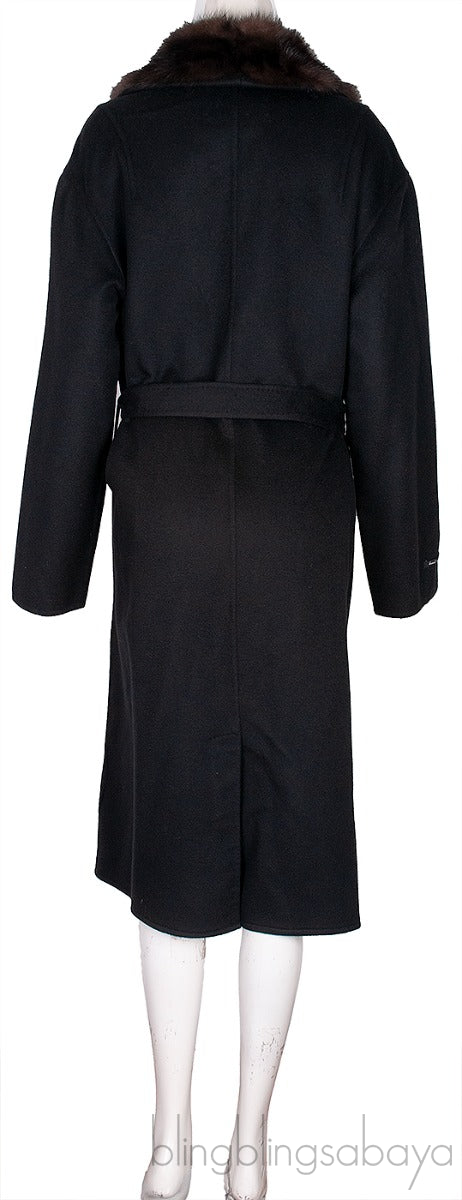 Black Cashmere Wool Trench Coat