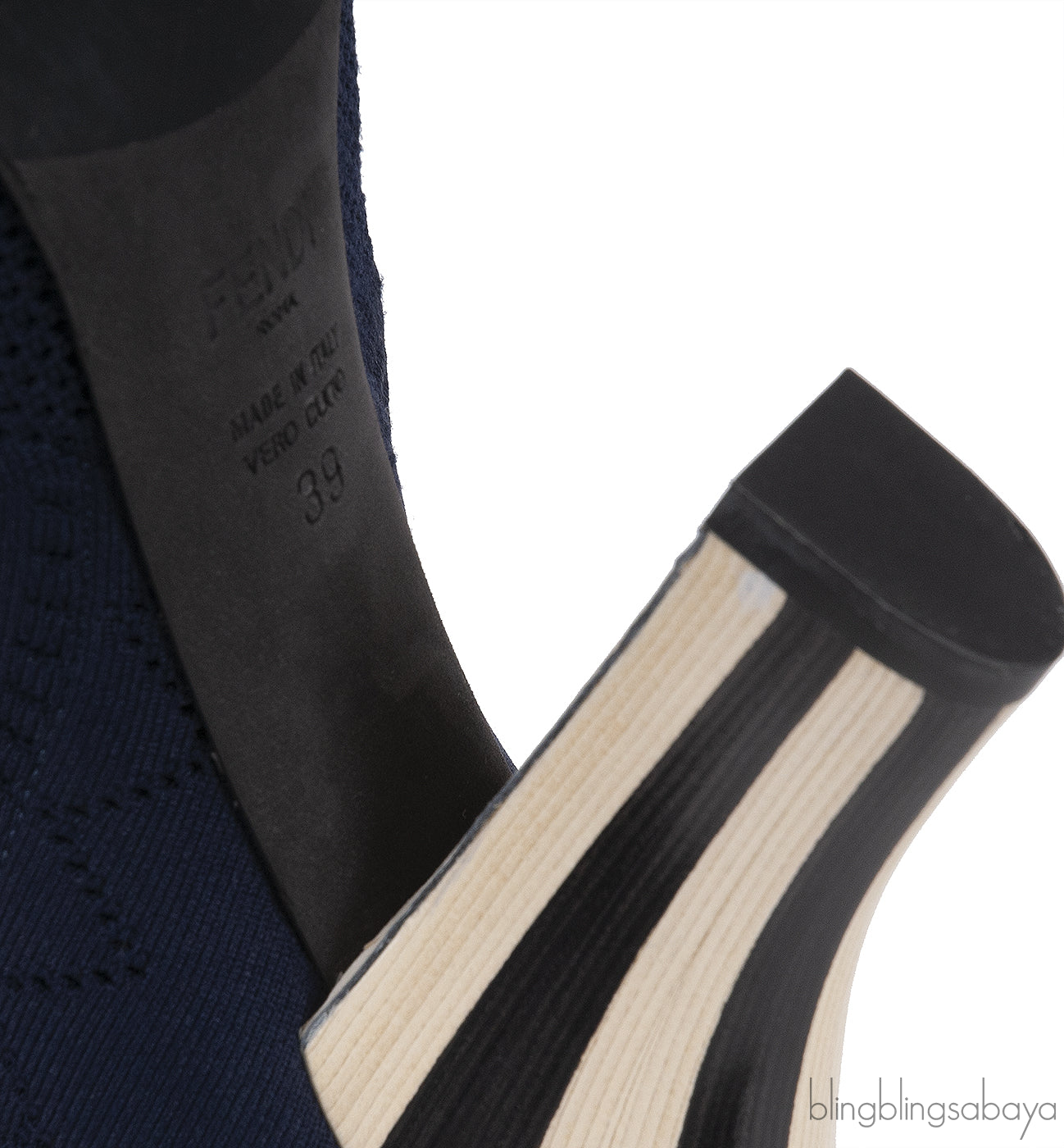 Fendi Zucca FF Logo Navy Blue Knit Boots