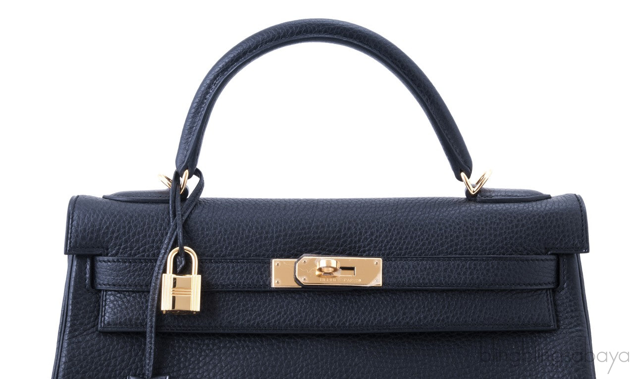 Kelly 32 Black Togo Retourne