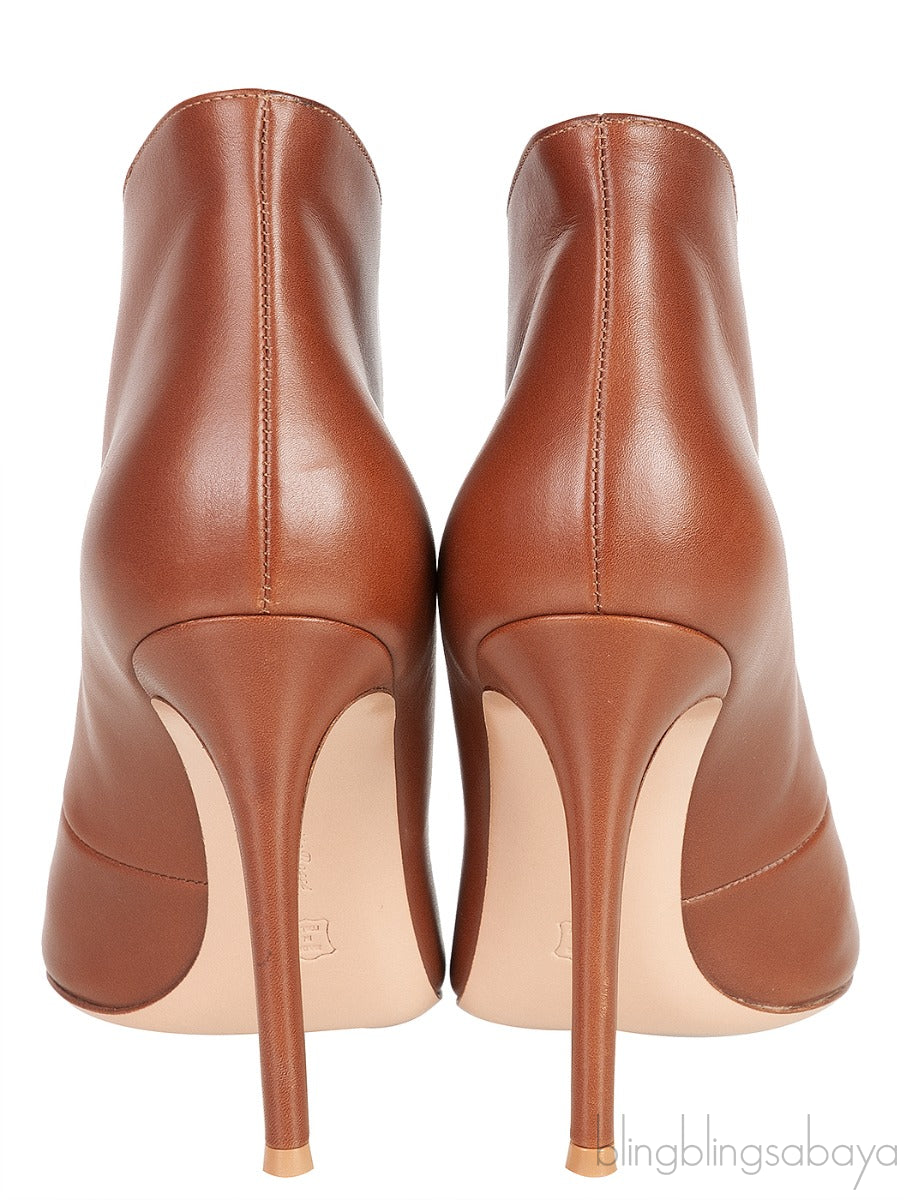 Vitello Luggage Tan Peep Toe Heels