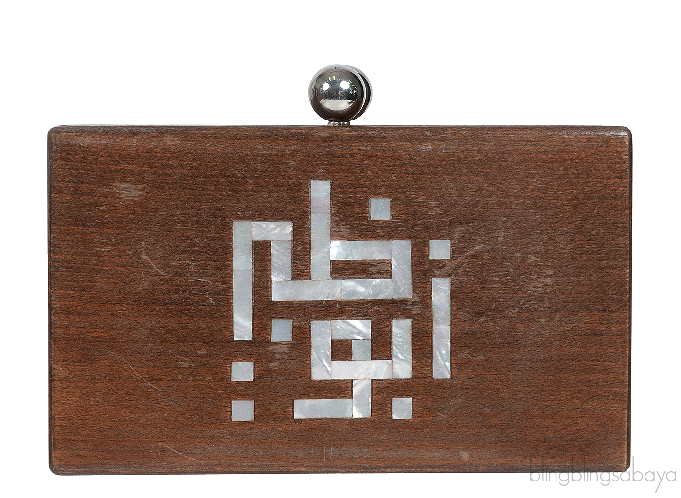 Shell Inlay Wood Clutch