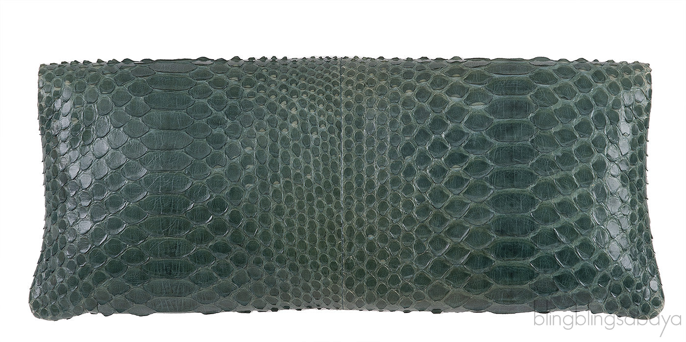 Green Python Monete Fold-over Clutch