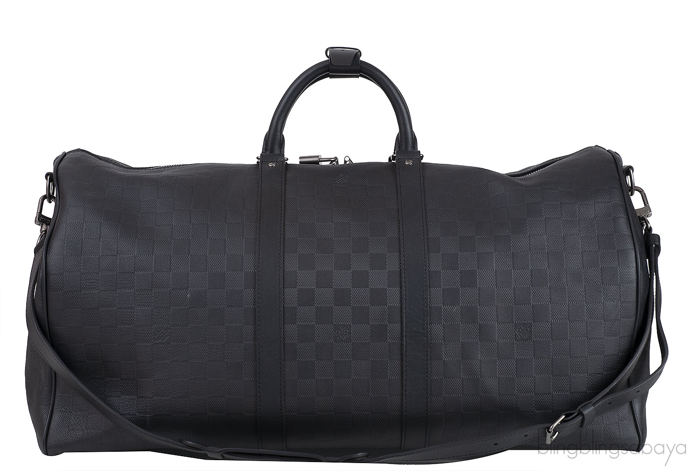 Louis Vuitton Black Damier Infini Leather Keepall Bandouliere 55 Bag