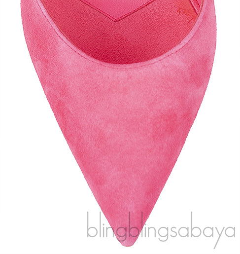 Neon Pink Suede Slingback Heels