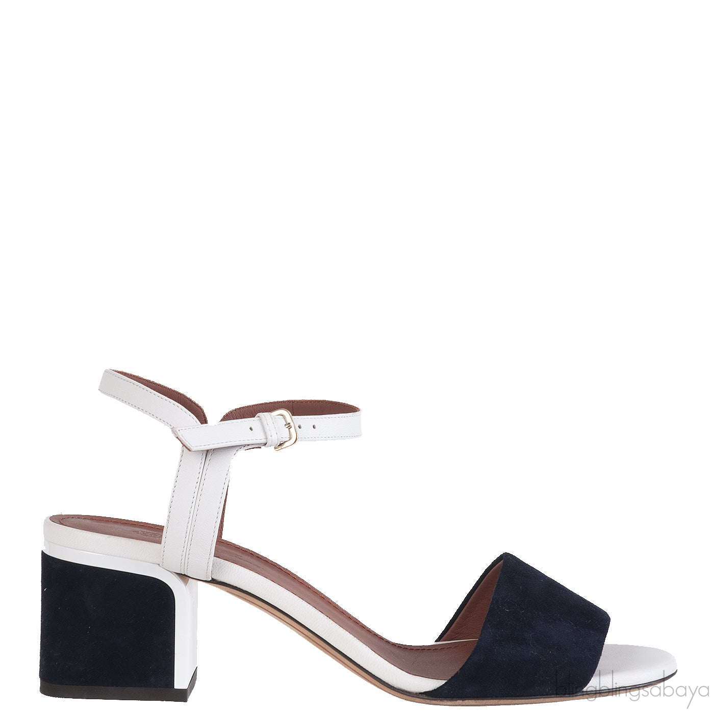 Loro Piana Bi-color Suede Peep Toe Slingback Sandals