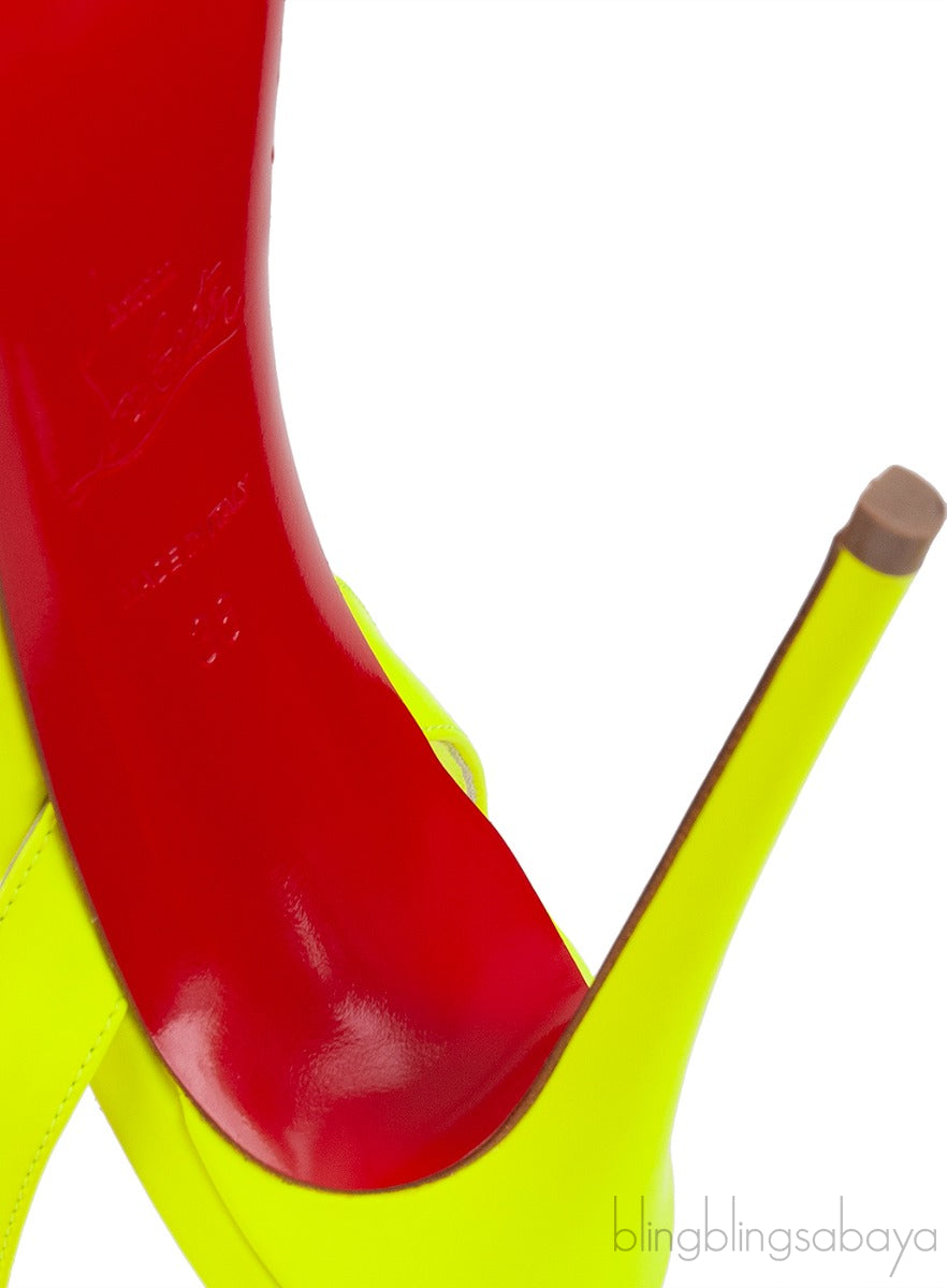 PVC Crystal Neon Green Slingback Heels