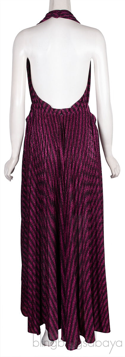 Fuchsia Stripes Halter Dress