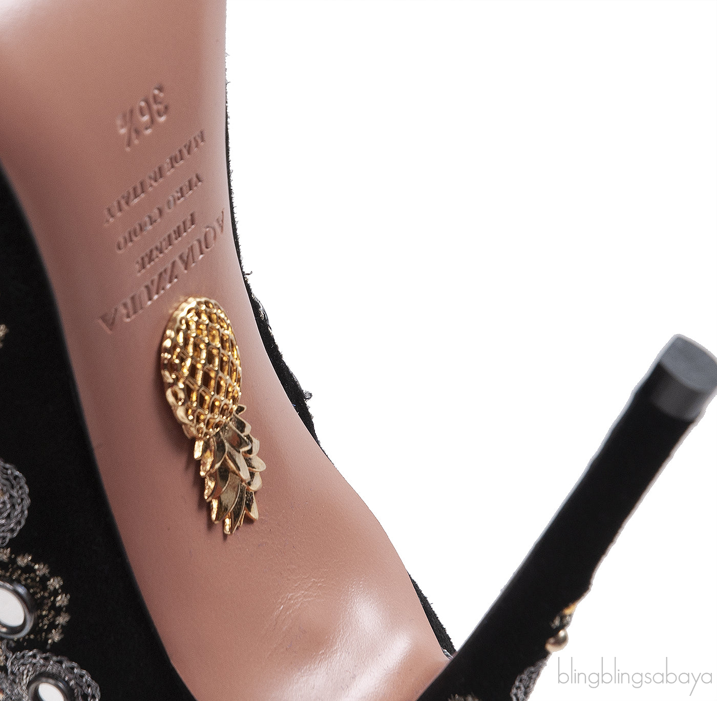 Aquazzura Black Embellished Jaipur Pumps