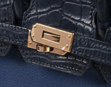Hermes Birkin 25 Touch Blue Marine Matte Alligator and Blue Sapphire Taurillon Novillo GHW