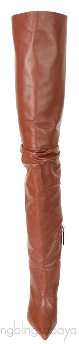Brown Thigh-high Leather Boots