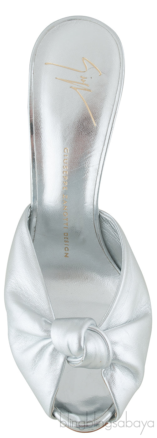 Silver Leather Mule
