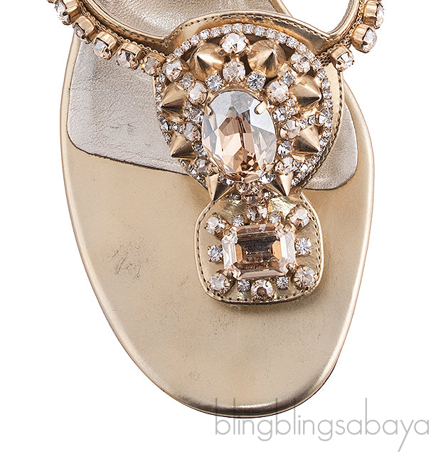 Gold Crystal Embellished Sandals