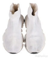 Speed Stretch-knit White High Top Kids Sneakers