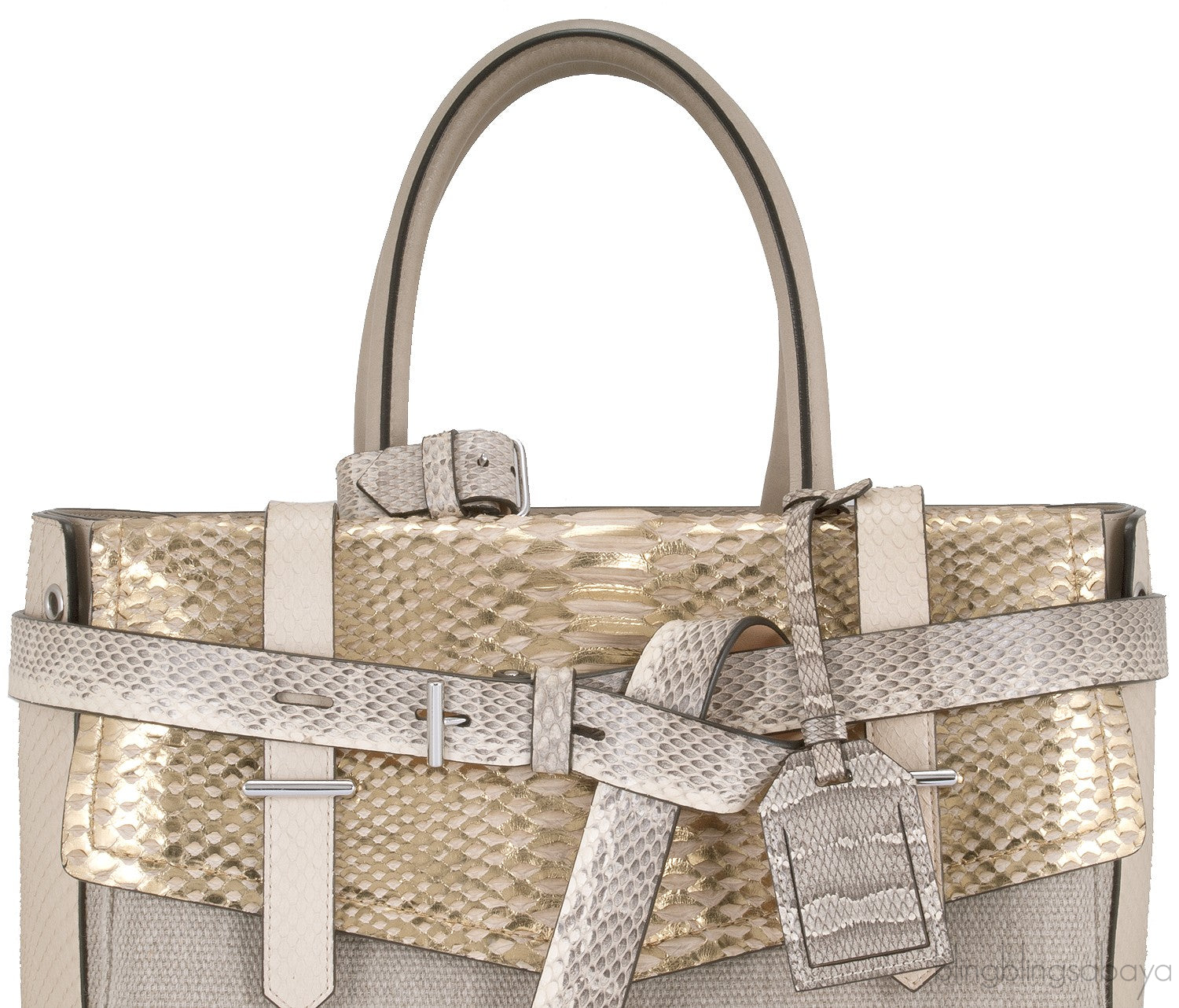 Beige Canvas Python Boxer