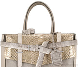 Beige Canvas Python Boxer