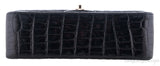 Black Patent Crocodile Flap Bag