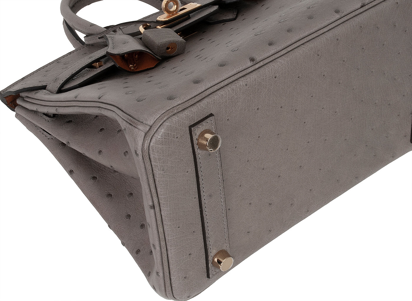 Hermes Special Order Birkin 25 Gris Tourterelle Ostrich and Toffee GHW