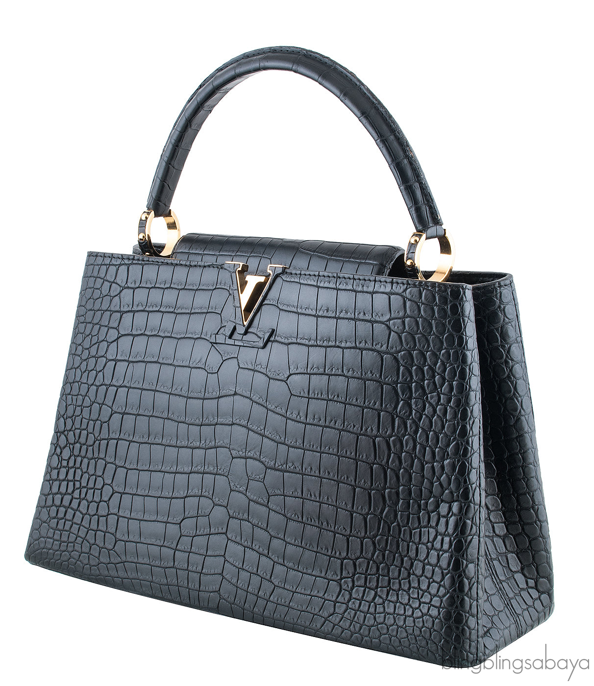 Black Capucines Crocodile MM