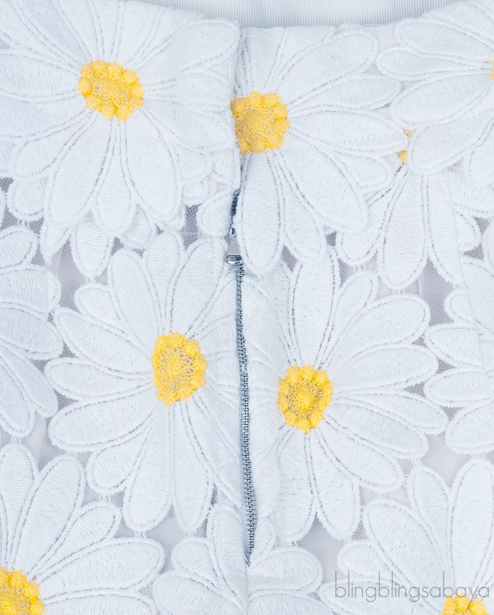 White Daisy Applique Shorts