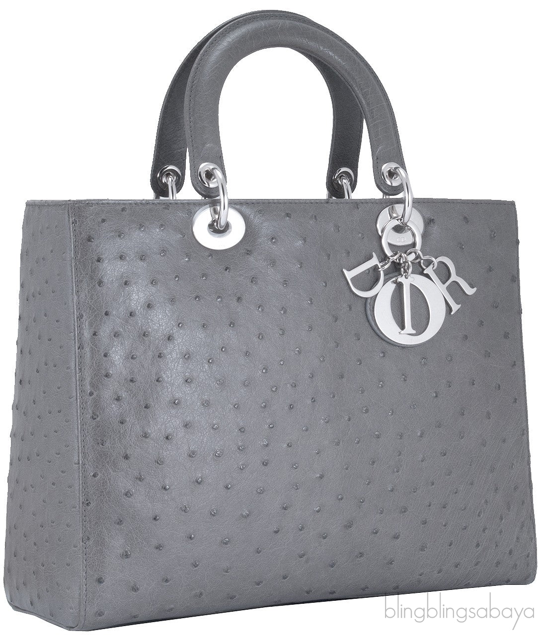 Lady Dior Grey Ostrich