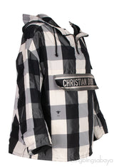Dior Black & Off White Plaid Polyester Rain Jacket