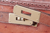 Kelly 32 Ghillies Rouge H Sunset and Brique Ostrich Bag