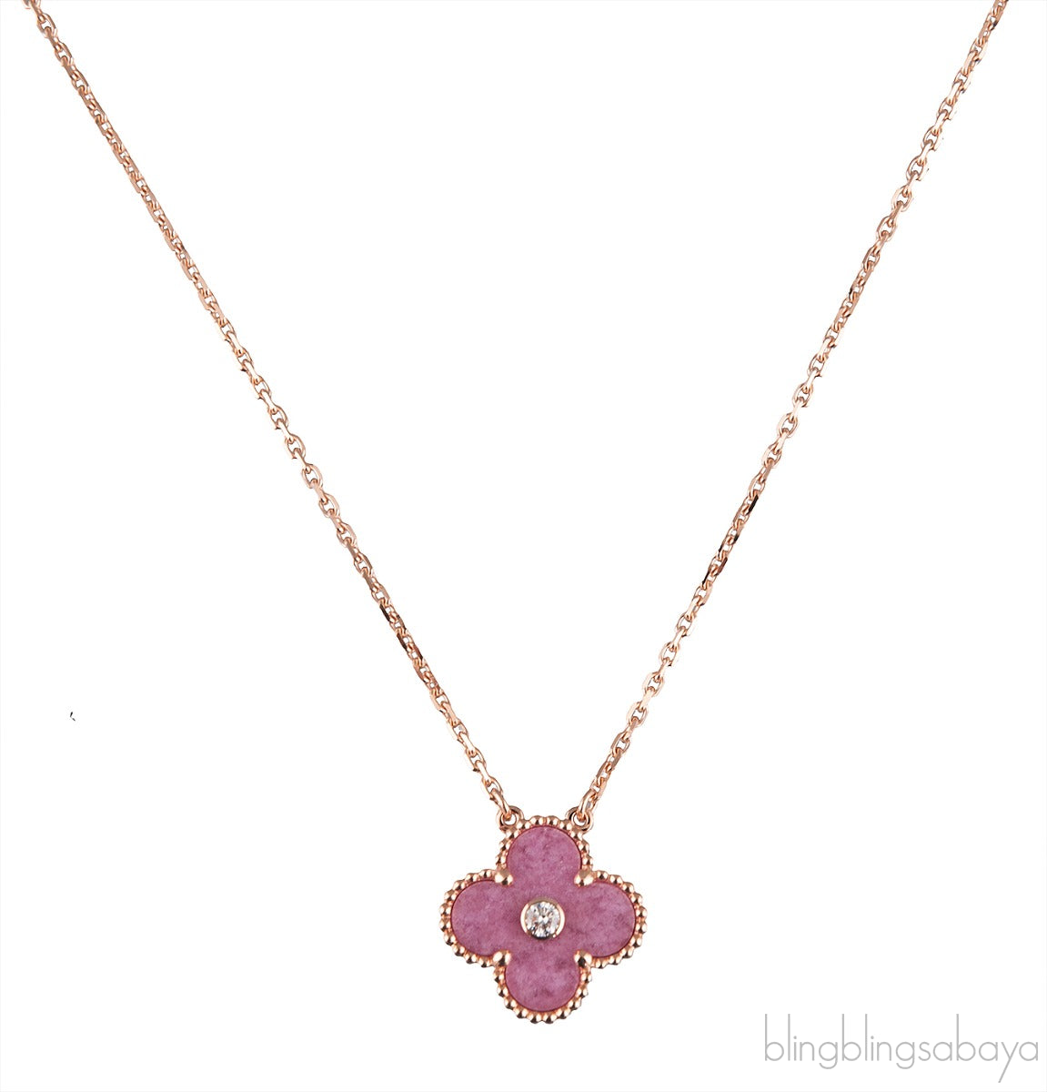 Pink Vintage Alhambra Holiday Pendant Necklace